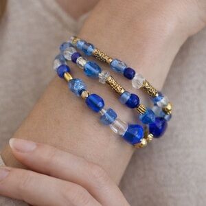 Vintage Murano and Czech glass beads bracelet